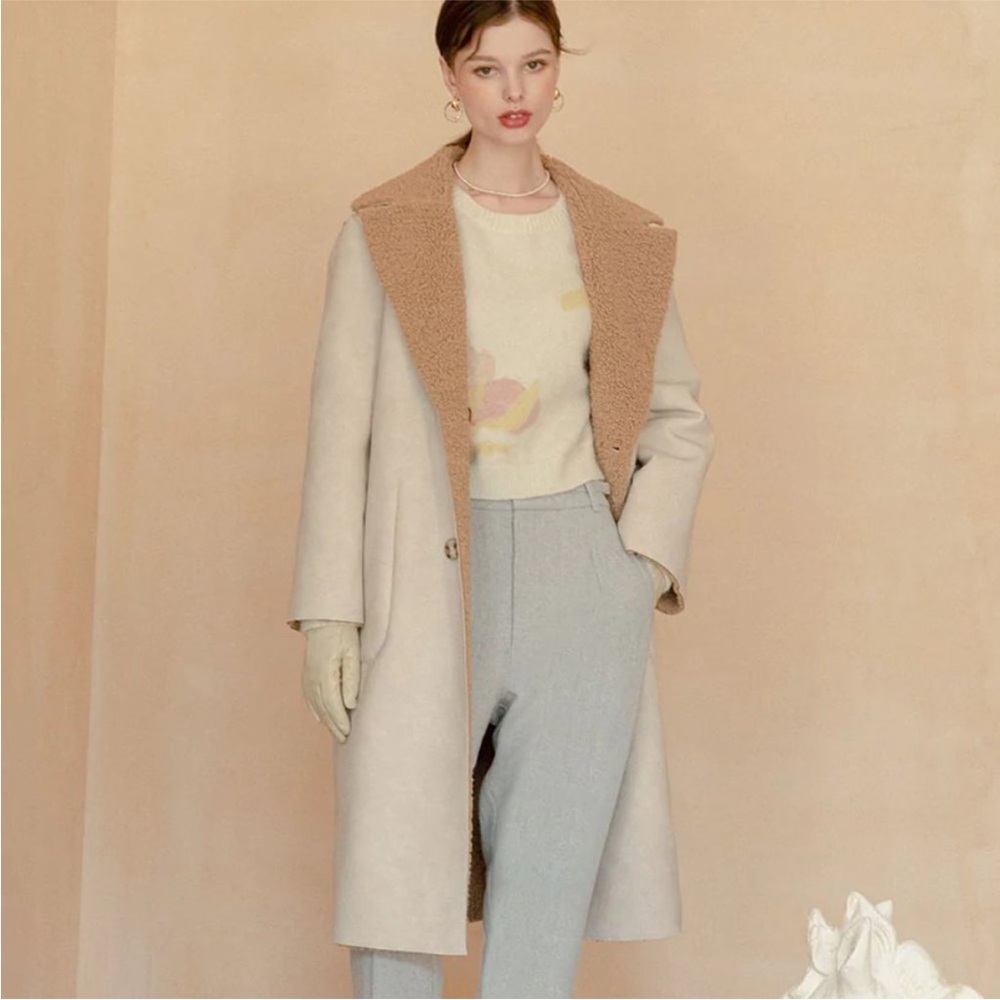LAST DAY -- Petite Studio NYC Sienna Reversible Coat in Camel and Ivory BNWT - Picture 3 of 9